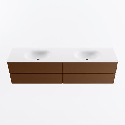 MONDIAZ VICA 190cm badmeubel onderkast Rust 4 lades. Wastafel MOON dubbel zonder kraangat, kleur Talc.