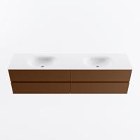 MONDIAZ VICA 190cm badmeubel onderkast Rust 4 lades. Wastafel MOON dubbel zonder kraangat, kleur Talc. - thumbnail