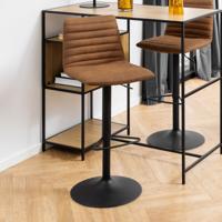 Bendt Draaibare Barkruk 'Yordy' PU, kleur Cognac (zithoogte 60.5-82cm) - thumbnail