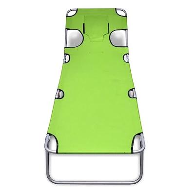 Ligbed inklapbaar met hoofdkussen gepoedercoat staal groen