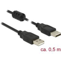 Delock 84888 USB-kabel USB 2.0 USB-A stekker, USB-A stekker 0.50 m Zwart Met Ferrietkern - thumbnail