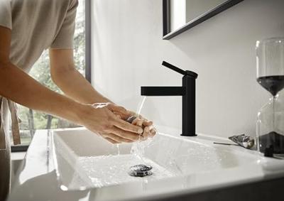 Hansgrohe Wastafelmengkraan Finoris Eengreeps 110 met PushOpen Waste Mat Zwart - thumbnail