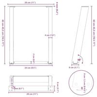 Salontafelpoten 2 st U-vormig 28x(42-43) cm staal naturel - thumbnail