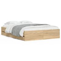 Bedframe met lades bewerkt hout sonoma eikenkleurig 120x190 cm - thumbnail