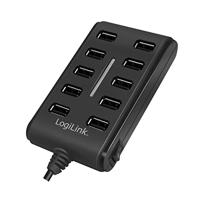 LogiLink UA0125 UA0125 USB-hub 10 poorten USB-A USB 2.0 480 MBit/s Zwart - thumbnail