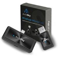 AutoSky Mirror-Link AIR PRO draadloze schermspiegelingsadapter voor bedrade CarPlay, USB-C-telefoon vereist, DisplayPort (DP-Alt) compatibel, apps draadloos streamen - thumbnail
