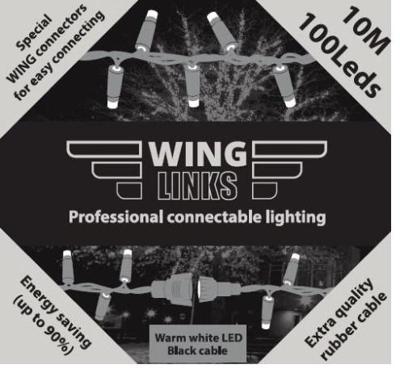 Koppelverlichting 230Volt ijspegellichten 100 led lampjes warm wit H 0,7 m x B 2 m WITTE Kabel Winglinks Silver Ledwin - Ledwin