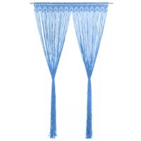 VidaXL Gordijn macramé 140x240 cm katoen blauw - thumbnail