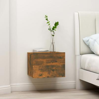 Nachtkastje 40x30x30 cm bewerkt hout gerookt eikenkleurig