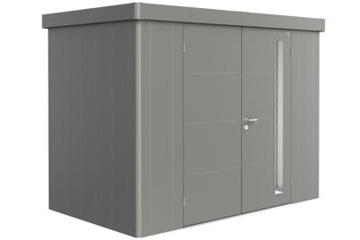 Biohort Neo 1C metalen tuinhuis kwartsgrijs 292x180 cm met dubbele deur- Plat dak- Metaal- Biohort