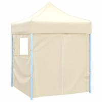 Partytent met 4 zijwanden inklapbaar 2x2 m staal creme - thumbnail