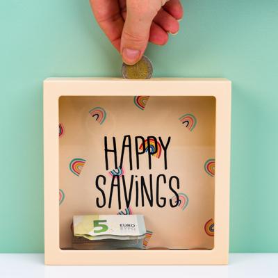 Transparante Spaarpot - Happy Savings Transparante Spaarpot - Happy Savings