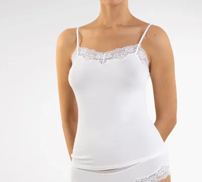Dames hemd kant Modal spaghetti - Kanten Vrouwen onderhemd verstelbare bandjes -