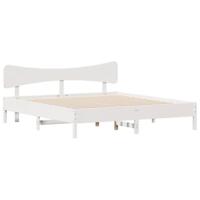 Bedframe zonder matras massief grenenhout wit 200x200 cm - thumbnail