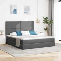 Opslag bed met matras Donkergrijs 160 x 200 cm Nep Leer - thumbnail