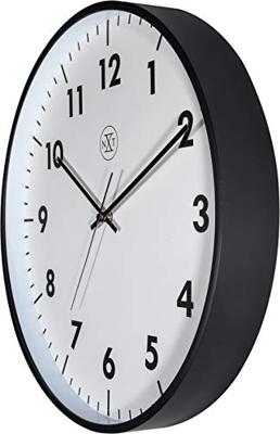 NeXtime NX-7317-V2 Wandklok NXT STIL UURWERK 40cm Kunststof Zwart, Witte Wijzerplaat