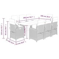 9-delige Tuinset met kussens poly rattan bruin - thumbnail