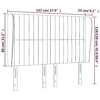 Hoofdbord met randen 147x23x118/128 cm stof lichtgrijs