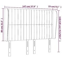 Hoofdbord met randen 147x23x118/128 cm stof zwart - thumbnail