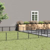 Hondenkennel 63 m² staal zwart - thumbnail