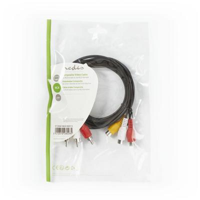Nedis CVGP24305BK20 Composiet Videokabel 3x Rca Male - 3x Rca Female 2,0 M Zwart