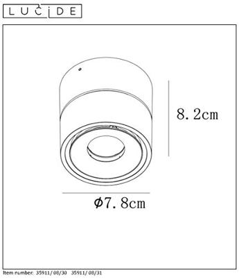 Lucide YUMIKO - Plafondspot - Ø 7,8 cm - LED Dimb. - 1x10W 2700K - Wit