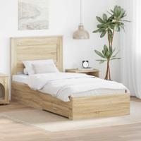 Bedframe Sonoma Eiken en Zilver 75 x 190 cm Bewerkt hout - thumbnail