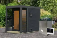 Karibu | Ares 1 Buitensauna | Antraciet-Antraciet | Kachel 9 kW Externe Bediening - thumbnail