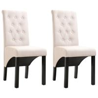 vidaXL Eetkamerstoelen 2 st stof crème - thumbnail