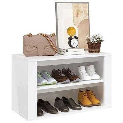 VidaXL Schoenenrek 75x35x45 cm bewerkt hout hoogglans wit