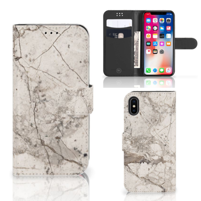 Apple iPhone X | Xs | Bookcase | Marmer Beige