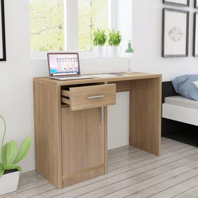 Bureau met lade en kastje 100x40x73 cm eiken Bureau met lade en kastje 100x40x73 cm eiken