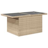 10-delige Loungeset met kussens poly rattan beige - thumbnail