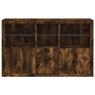 Dressoir met LED-verlichting 162x37x100 cm gerookt eikenkleurig