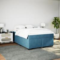 Boxspring met matras fluweel donkerblauw 140x200 cm - thumbnail