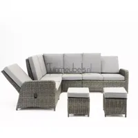 Hoekbank Vita Veloso wicker verstelbaar met hockers - thumbnail