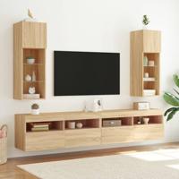 Tv-meubels met LED-verlichting 2 st 30,5x30x90 cm sonoma eiken - thumbnail