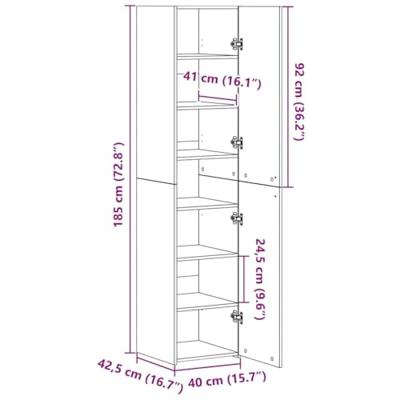 Hoge kast Oudhout 40 x 42,5 x 185 cm