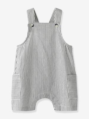 Salopette short voor babyjongens met dunne strepen NAME IT grijs