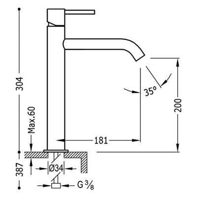Wastafelmengkraan Tres Study Exclusive 30,4 cm 1-Hendel Rond Metallic Zwart Tres Wastafelmengkraan Tres Study Exclusive 30,4 cm 1-Hendel Rond Metallic Zwart Tres