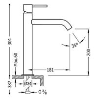 Wastafelmengkraan Tres Study Exclusive 30,4 cm 1-Hendel Rond Metallic Zwart Tres - thumbnail