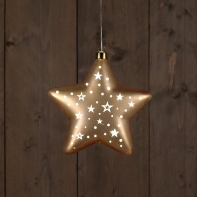 Star Glass Matt Gold With Stars 19 cm en Led Warm White en Anna's Collection - Annas collection