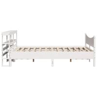 Bedframe met hoofdbord massief grenenhout wit 140x200 cm - thumbnail