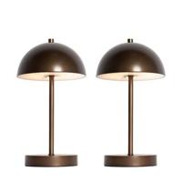 QAZQA Set van 2 buiten tafellampen mushroom donkerbrons oplaadbaar - - thumbnail