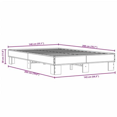 Bedframe bewerkt hout metaal sonoma eikenkleurig 150x200 cm