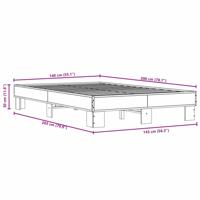 Bedframe bewerkt hout metaal sonoma eikenkleurig 150x200 cm - thumbnail