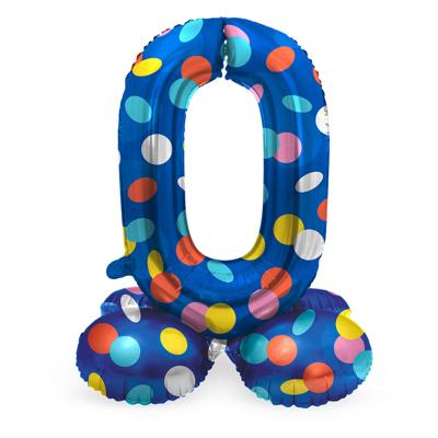 Folat BV Staande folieballon colorful dots cijfer 0 - 72cm Folat BV Staande folieballon colorful dots cijfer 0 - 72cm