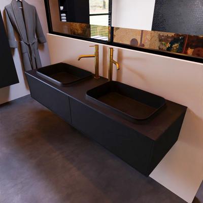 Badkamermeubelset Mondiaz Erin 150 cm met 2 Lades met RIDGE Wastafel Dubbel Urban met 2 kraangaten Greeploos Mat Urban Badkamermeubelset Mondiaz Erin 150 cm met 2 Lades met RIDGE Wastafel Dubbel Urban met 2 kraangaten Greeploos Mat Urban