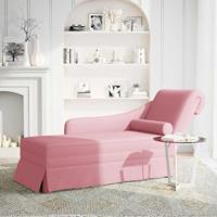 Chaise longue met bolster en rechterarmleuning fluweel roze - thumbnail