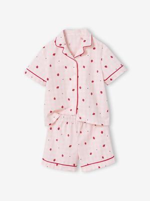 Set pyjama short aardbei lichtroze